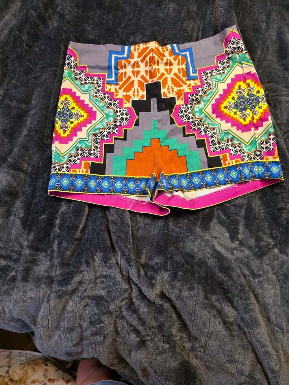 Flying Tomato High Rise Boho Bold Color Geometric Aztec Print Shorts